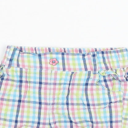 M&Co Girls Ivory Check Cotton Cropped Trousers Size 9-12 Months  Pullover
