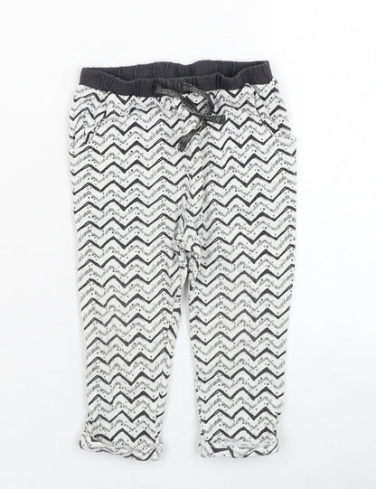 NEXT Girls Ivory Geometric Cotton Jogger Trousers Size 9-12 Months  Pullover