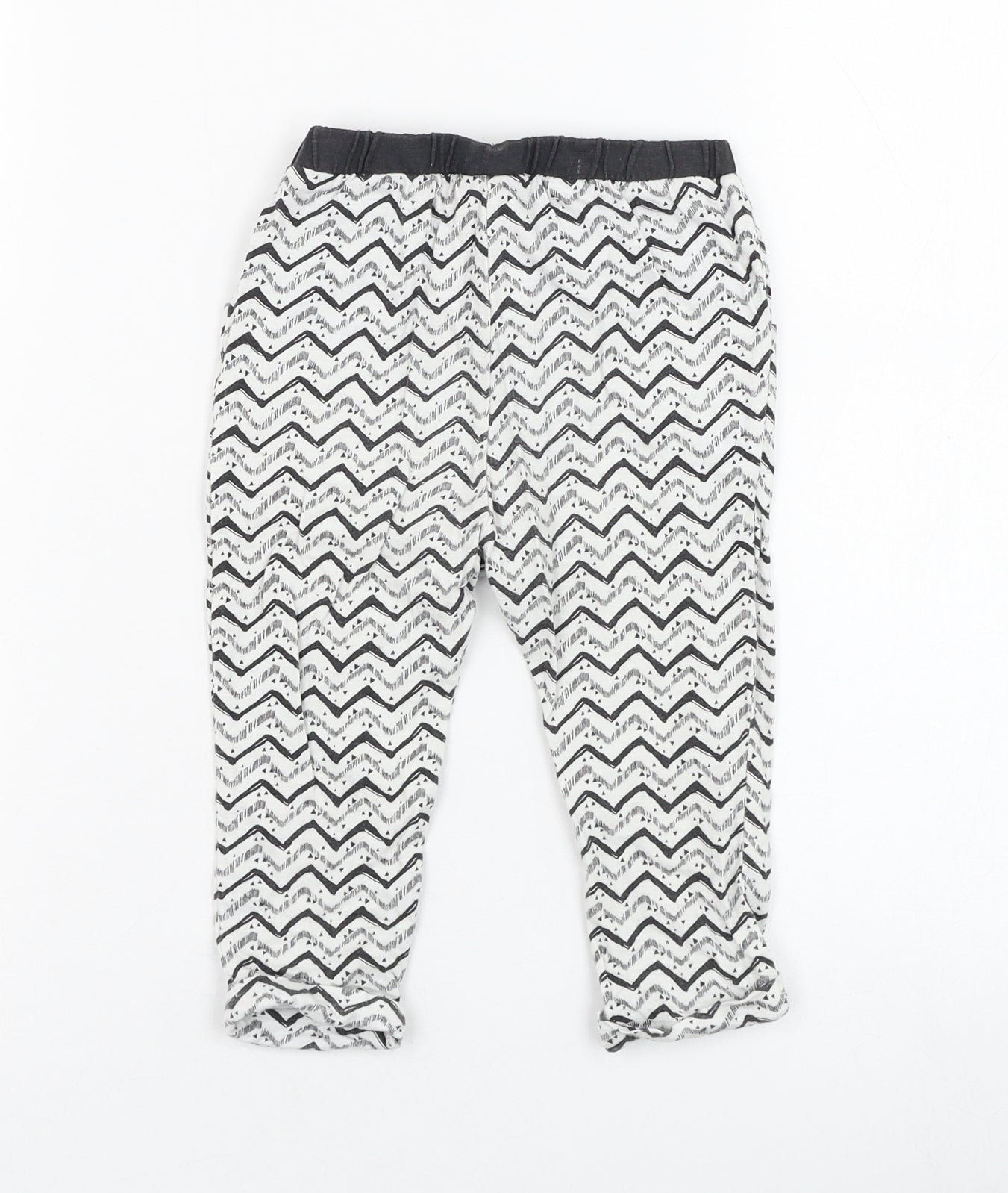 NEXT Girls Ivory Geometric Cotton Jogger Trousers Size 9-12 Months  Pullover