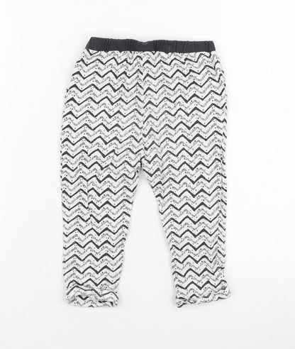 NEXT Girls Ivory Geometric Cotton Jogger Trousers Size 9-12 Months  Pullover