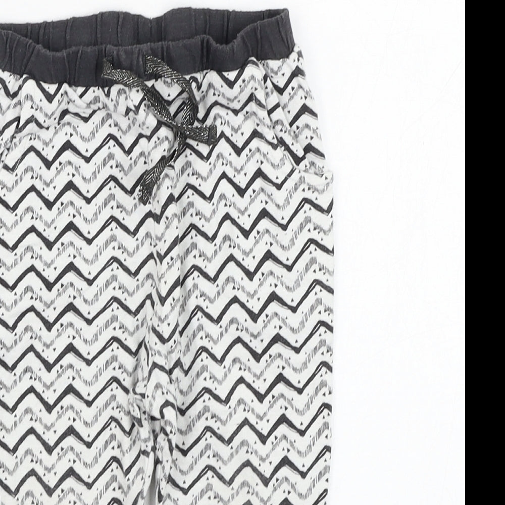 NEXT Girls Ivory Geometric Cotton Jogger Trousers Size 9-12 Months  Pullover