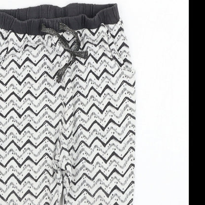 NEXT Girls Ivory Geometric Cotton Jogger Trousers Size 9-12 Months  Pullover