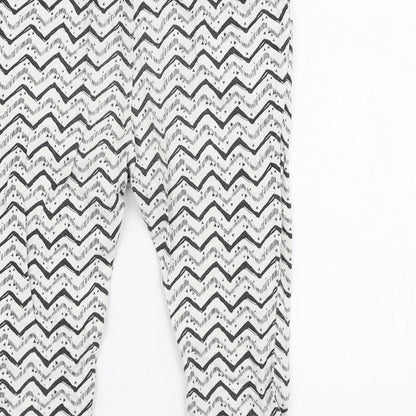NEXT Girls Ivory Geometric Cotton Jogger Trousers Size 9-12 Months  Pullover