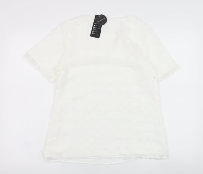 Womens UK Size S Blooming Jelly White Tunic Blouse