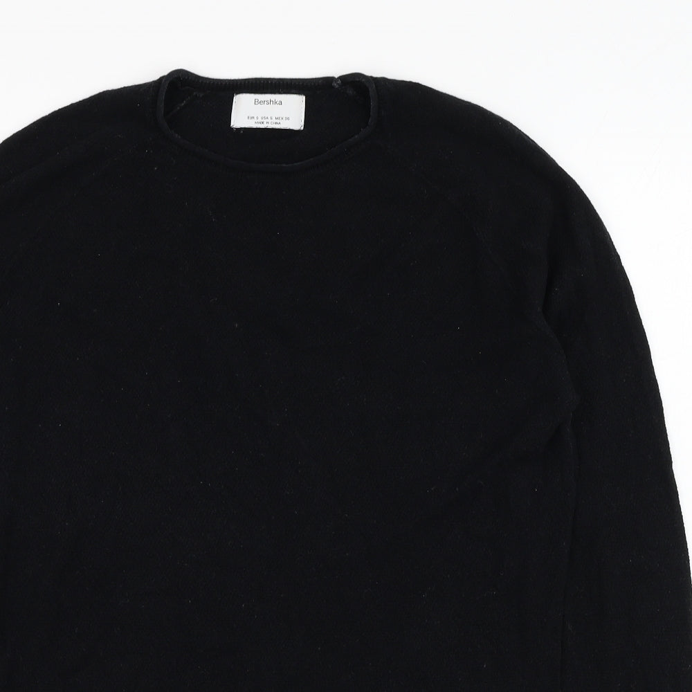 Bershka Womens Black  Cotton Pullover Sweatshirt Size S  Pullover