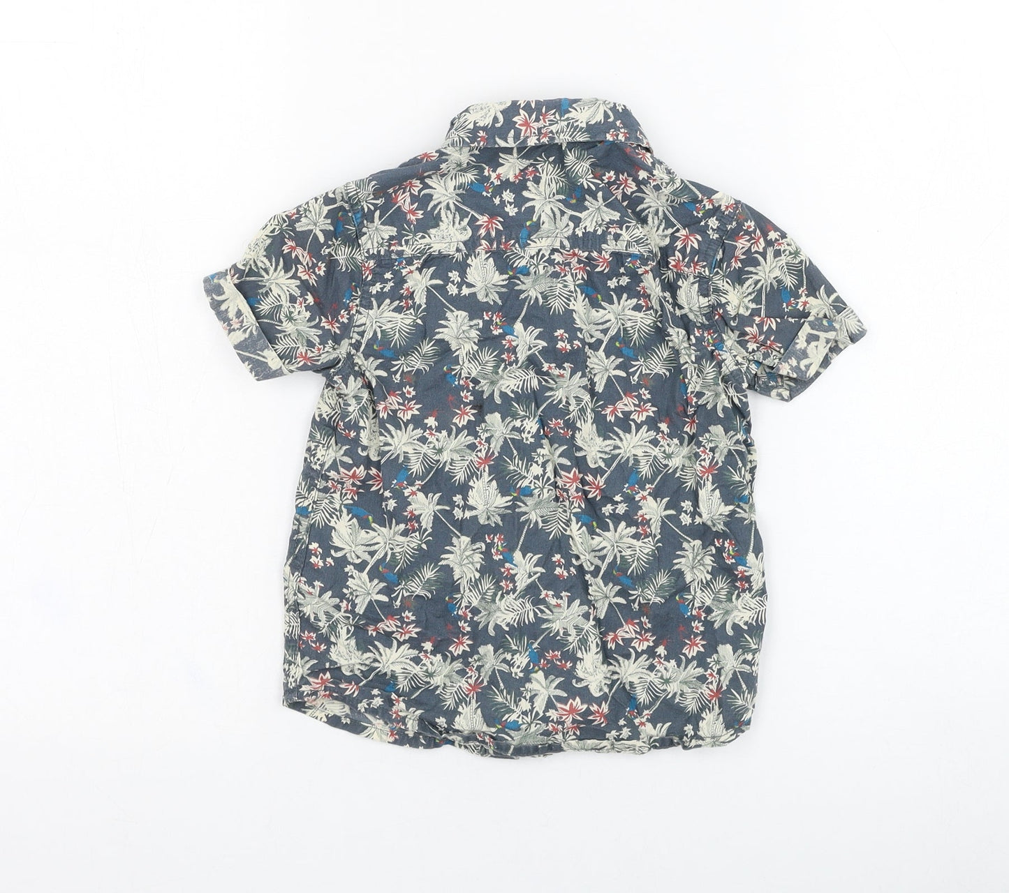 F&F Boys Green Floral Cotton Basic Button-Up Size 2-3 Years Collared Button