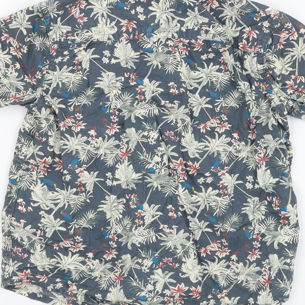 F&F Boys Green Floral Cotton Basic Button-Up Size 2-3 Years Collared Button