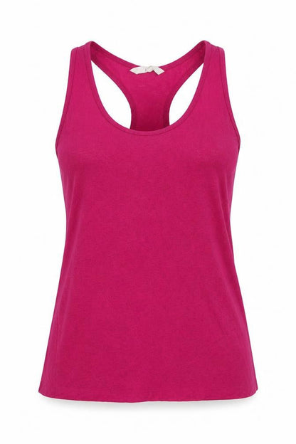 Front view of NEXT women’s purple polyester basic tank, size UK 10, round neck pullover