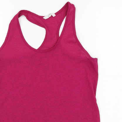 Close-up detail of NEXT women’s purple polyester basic tank, size UK 10, round neck pullover