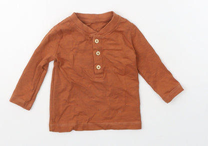 George Boys Orange  Cotton Basic T-Shirt Size 3-6 Months Henley