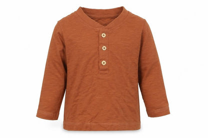 Front view of George boys’ orange cotton basic t-shirt, size 3-6, months henley