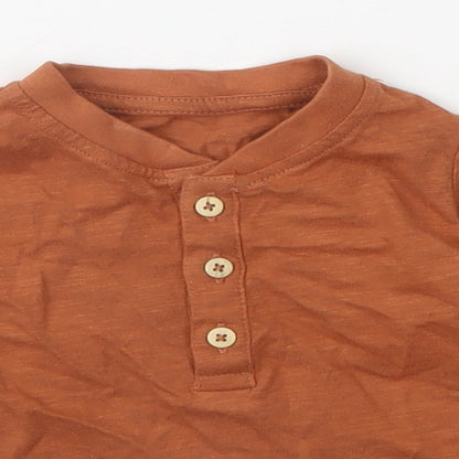 George Boys Orange  Cotton Basic T-Shirt Size 3-6 Months Henley