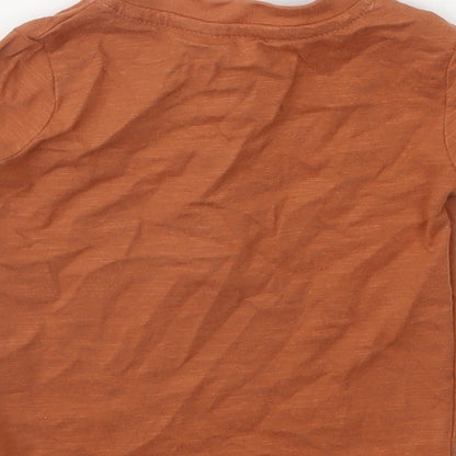 George Boys Orange  Cotton Basic T-Shirt Size 3-6 Months Henley