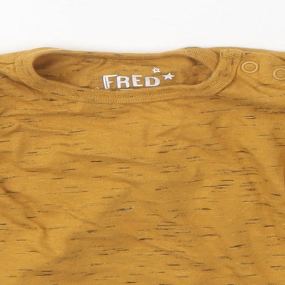 F&F Boys Orange Striped Polyester Basic T-Shirt Size 3-6 Months Crew Neck