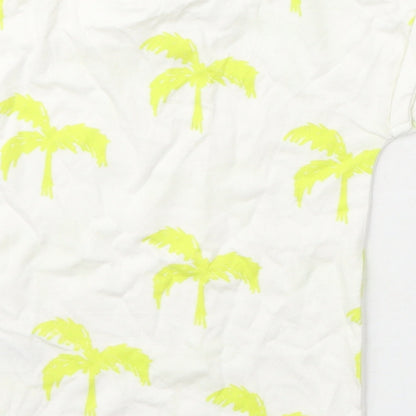 Next  Girls Ivory  Cotton Basic T-Shirt Size 6-9 Months Crew Neck  - Palm Tree Print