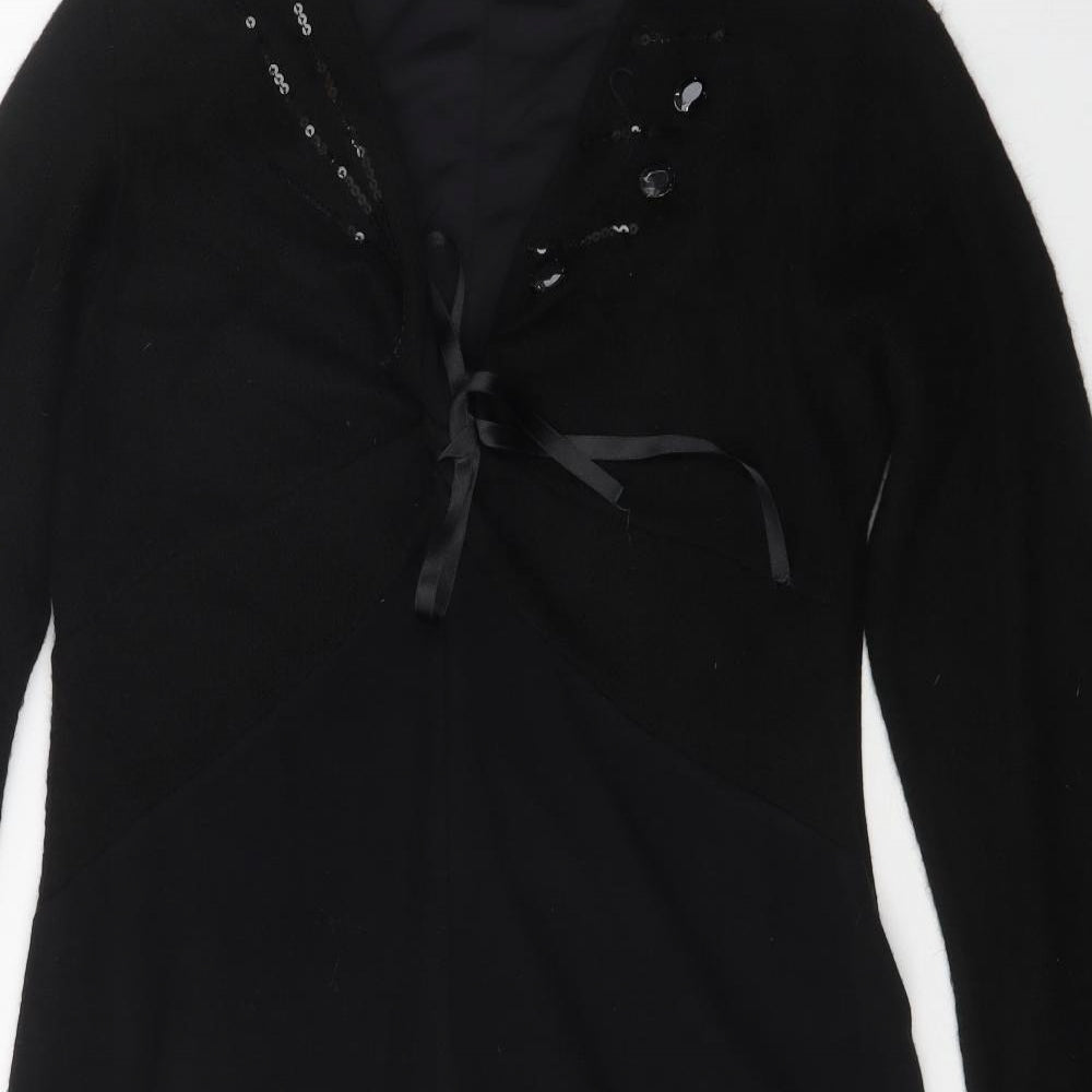 Preworn Womens Black  Viscose Fit & Flare  Size L  V-Neck