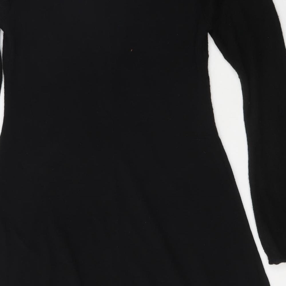 Preworn Womens Black  Viscose Fit & Flare  Size L  V-Neck