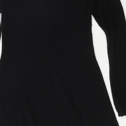 Preworn Womens Black  Viscose Fit & Flare  Size L  V-Neck