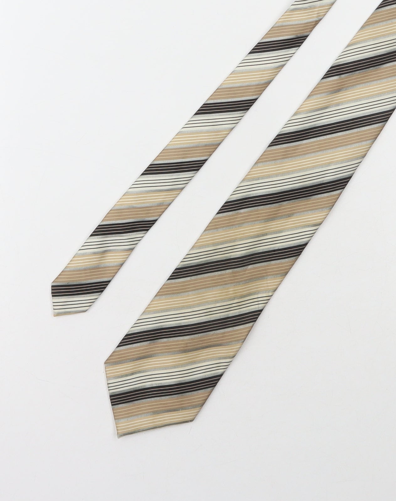 Marks and Spencer Mens Beige Striped Polyester Pointed Tie One Size