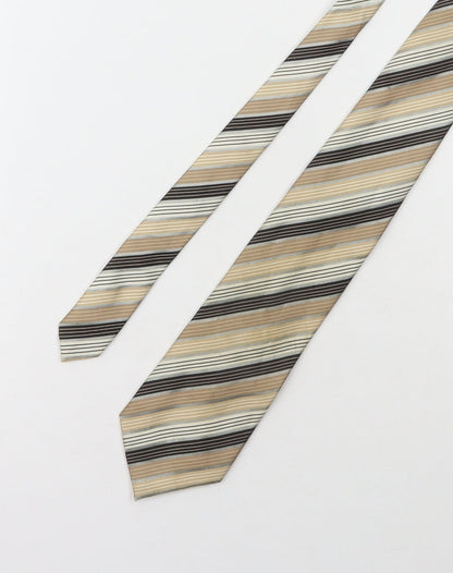 Marks and Spencer Mens Beige Striped Polyester Pointed Tie One Size