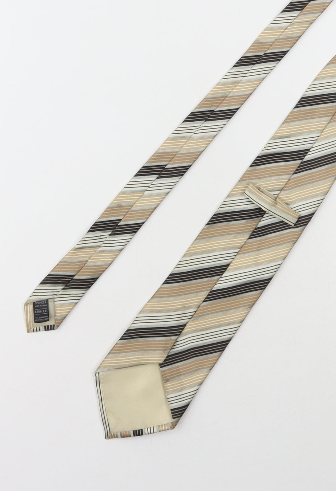 Marks and Spencer Mens Beige Striped Polyester Pointed Tie One Size