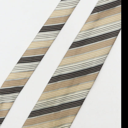 Marks and Spencer Mens Beige Striped Polyester Pointed Tie One Size