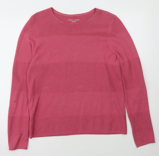 Gerry Weber Womens Pink Boat Neck  Cotton Pullover Jumper Size 10