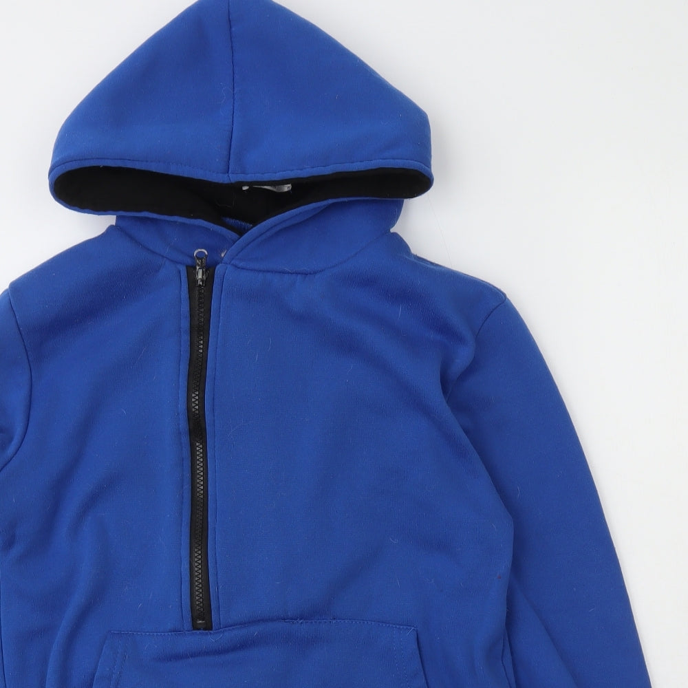 Deer Gray Boys Blue  Polyester Pullover Hoodie Size M   - side zip