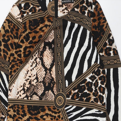 RESZKA Womens Multicoloured Animal Print Viscose A-Line  Size 6  Round Neck