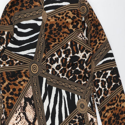 RESZKA Womens Multicoloured Animal Print Viscose A-Line  Size 6  Round Neck