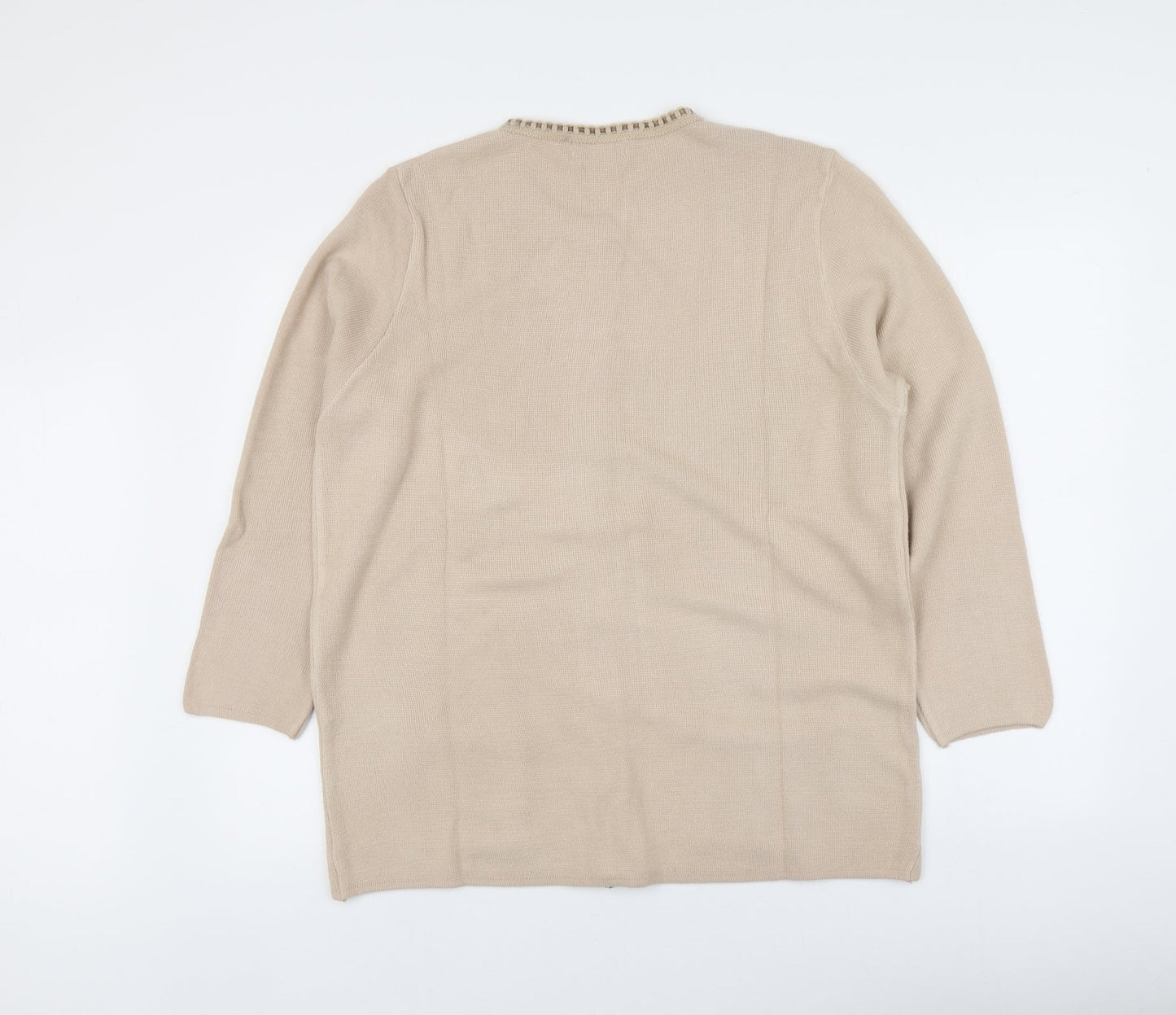 Gabriella Vicenga Womens Beige Round Neck  Acrylic Cardigan Jumper Size 16