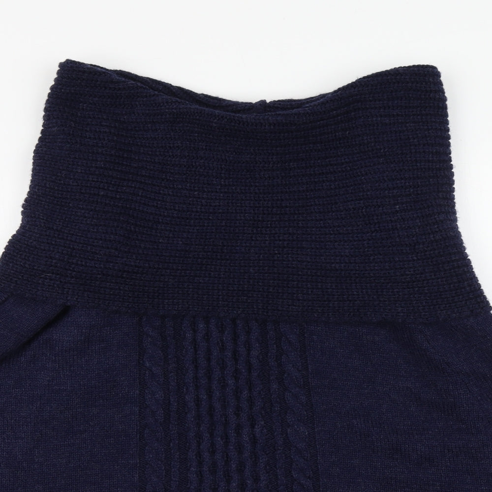 TU Womens Blue Roll Neck  Acrylic Pullover Jumper Size M