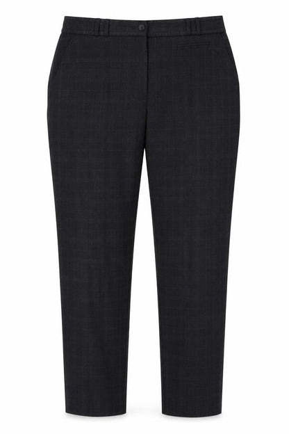 Front view of Atmosphere women’s grey check polyester trousers, size UK 12, 30-inch leg regular zip