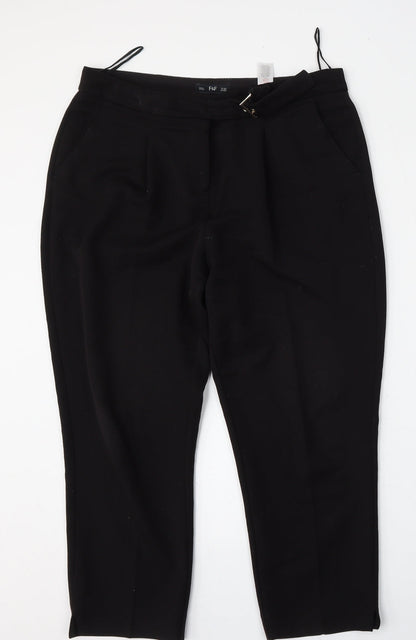 F&F Womens Black  Polyester Trousers  Size 14 L24 in Regular Hook & Eye