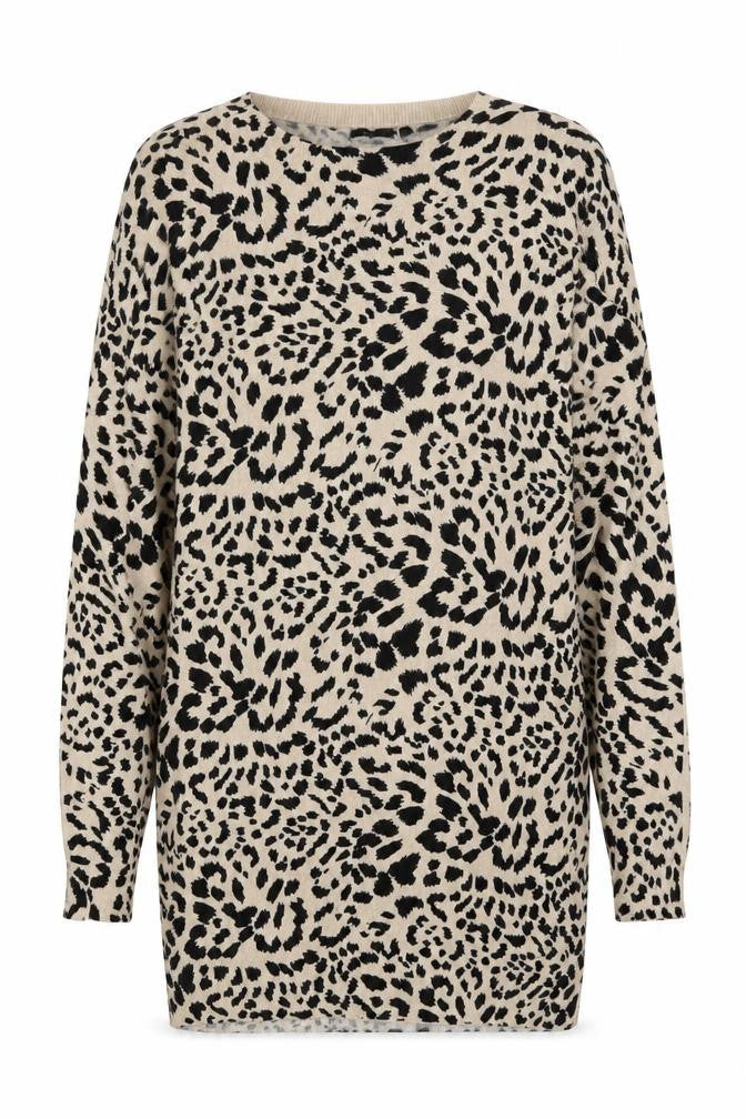 Front view of New Look women’s multicoloured round neck animal print viscose jumper, size S