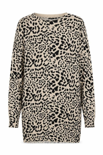 Front view of New Look women’s multicoloured round neck animal print viscose jumper, size S
