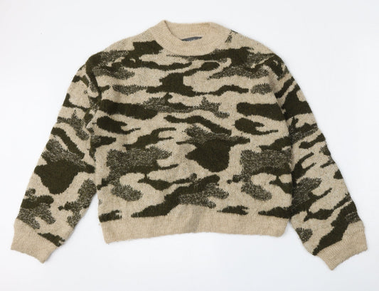 Primark Womens Multicoloured Round Neck Camouflage Acrylic Pullover Jumper Size 10