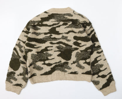 Primark Womens Multicoloured Round Neck Camouflage Acrylic Pullover Jumper Size 10