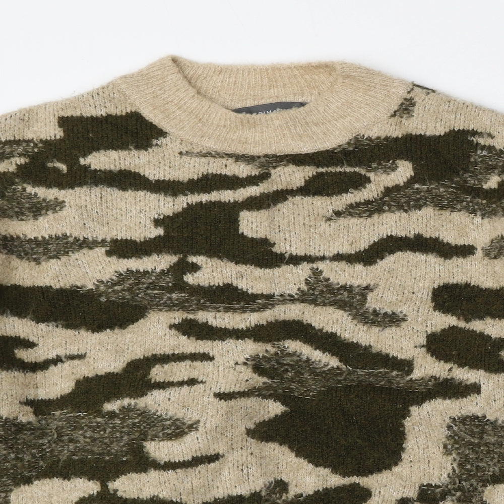 Primark Womens Multicoloured Round Neck Camouflage Acrylic Pullover Jumper Size 10