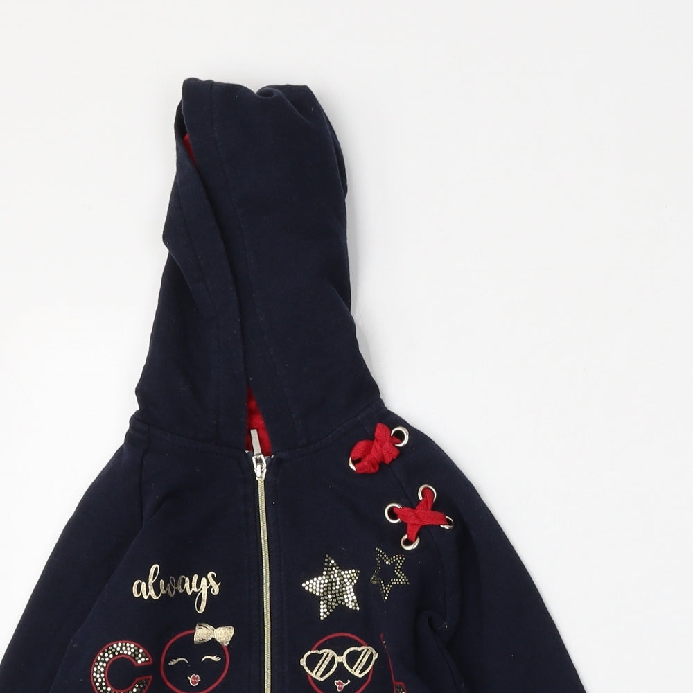 Mayoral Girls Blue  Cotton Full Zip Hoodie Size 4 Years  Zip