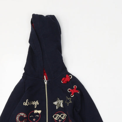 Mayoral Girls Blue  Cotton Full Zip Hoodie Size 4 Years  Zip