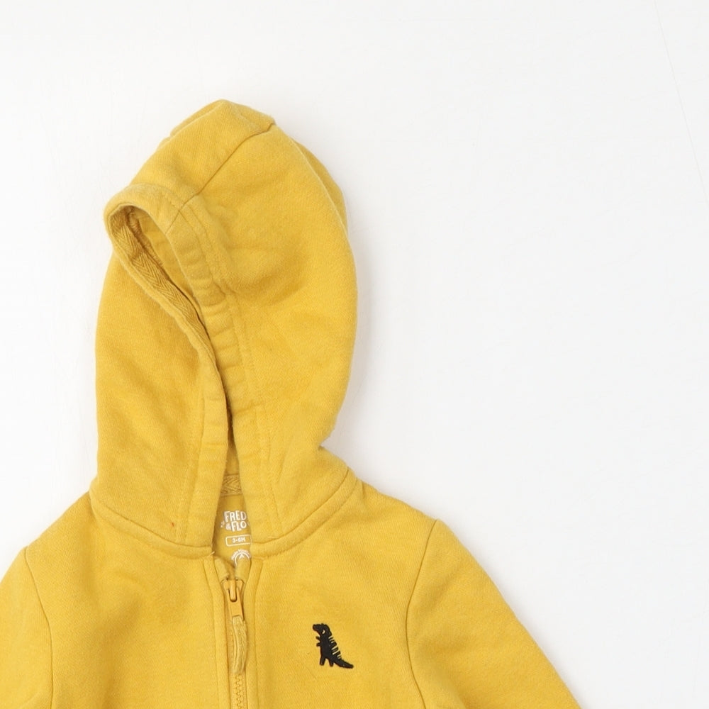 F&F Boys Yellow  Cotton Full Zip Jumper Size 3-6 Months  Zip
