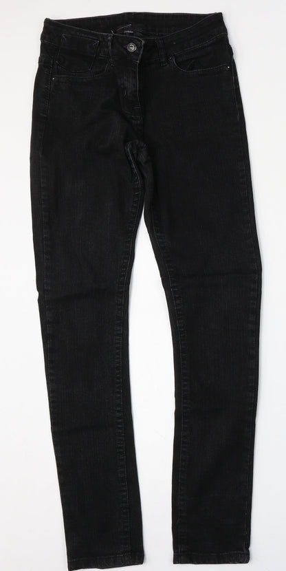 Preworn Womens Black  Polyester Skinny Jeans Size 30 L30 in Regular Button
