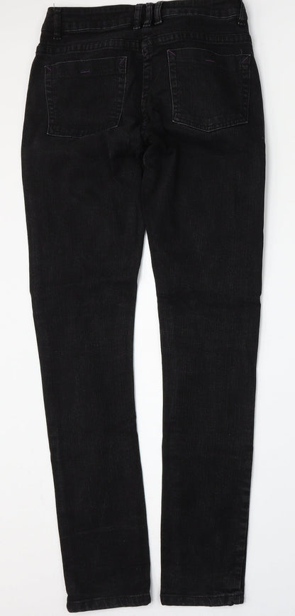 Preworn Womens Black  Polyester Skinny Jeans Size 30 L30 in Regular Button