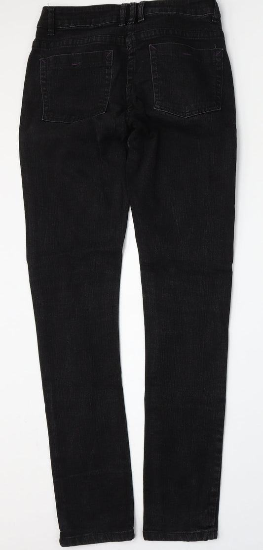 Preworn Womens Black  Polyester Skinny Jeans Size 30 L30 in Regular Button