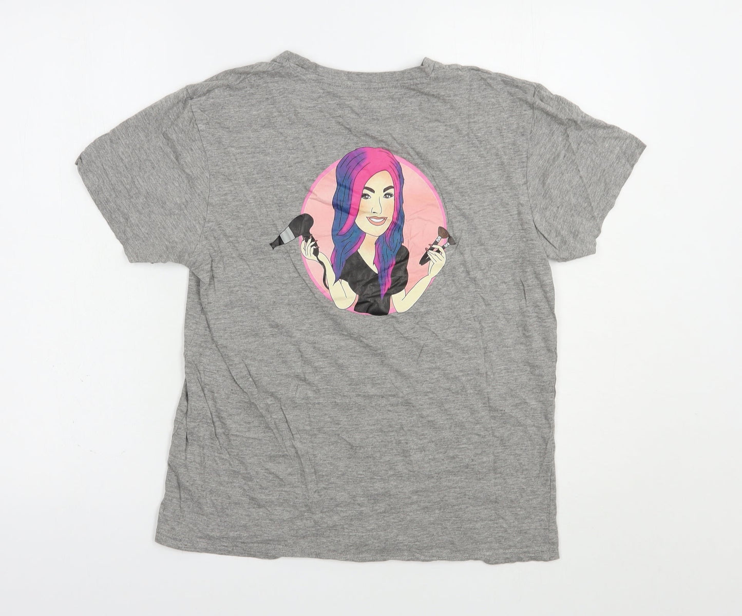 Primark Womens Grey  Cotton Basic T-Shirt Size S Crew Neck