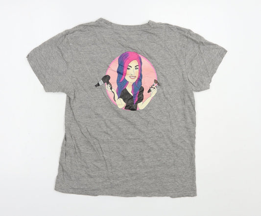 Primark Womens Grey  Cotton Basic T-Shirt Size S Crew Neck