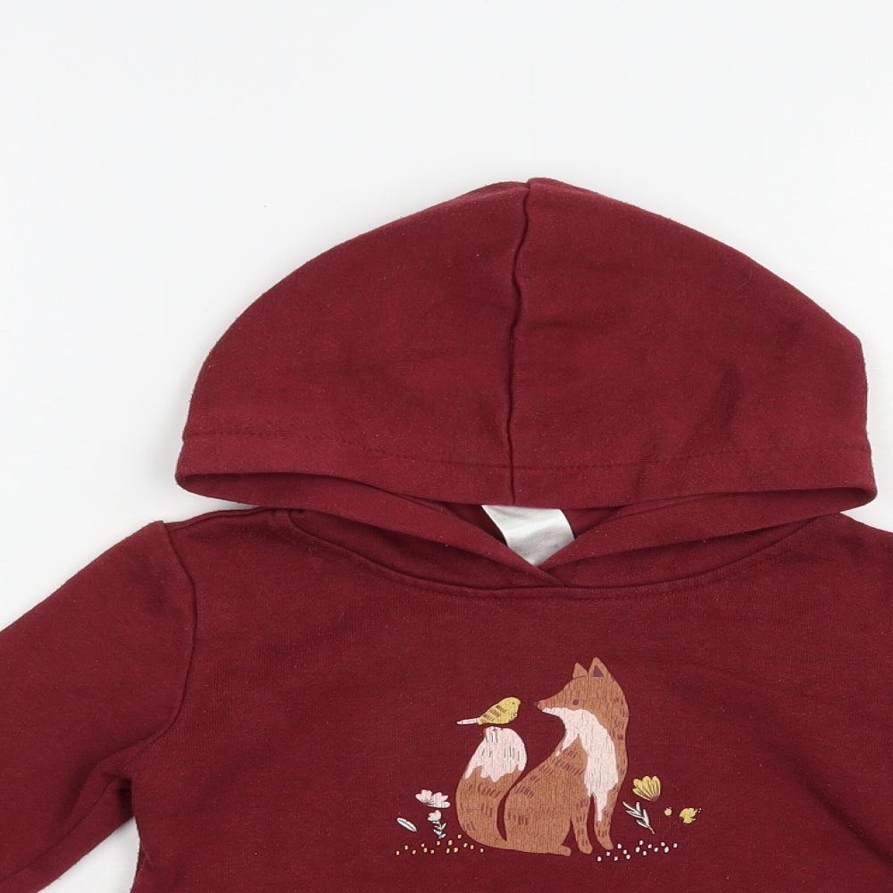 Anko Girls Red  Cotton Pullover Hoodie Size 3 Years  Pullover - Cute Fox