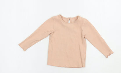 Primark Baby Pink  Cotton Pullover T-Shirt Size 12-18 Months Crew Neck Button