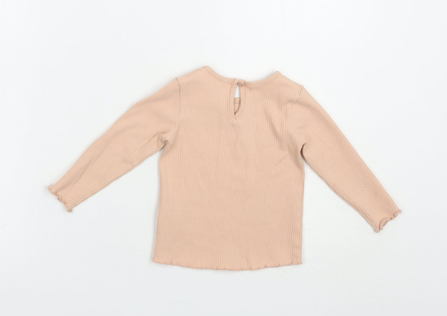 Primark Baby Pink  Cotton Pullover T-Shirt Size 12-18 Months Crew Neck Button